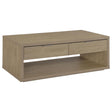 Ingram 2-Drawer Rectangular Coffee Table with Open Shelf Latte from Decor Furniture
