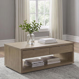 Ingram 2-Drawer Rectangular Coffee Table with Open Shelf Latte view 2