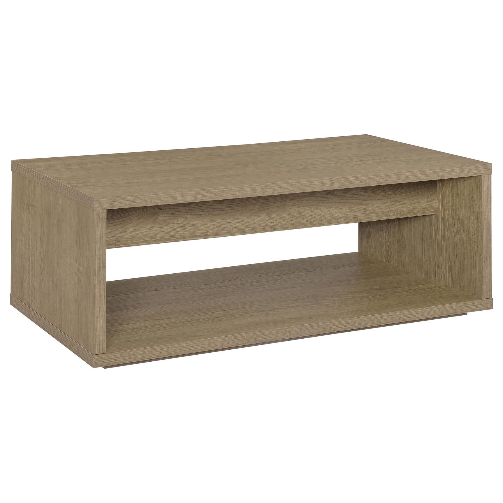 Ingram 2-Drawer Rectangular Coffee Table with Open Shelf Latte view 7