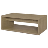 Ingram 2-Drawer Rectangular Coffee Table with Open Shelf Latte view 8