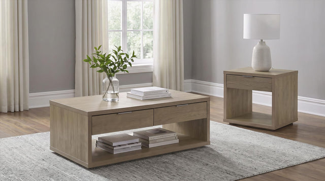 Ingram 2-Piece Coffee and End Table Set with Storage Latte from Decor Furniture