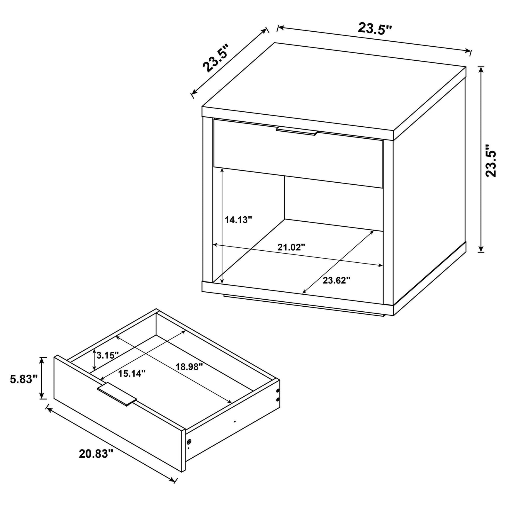 Ingram Square End Table with Drawer and Open Shelf Latte view 11