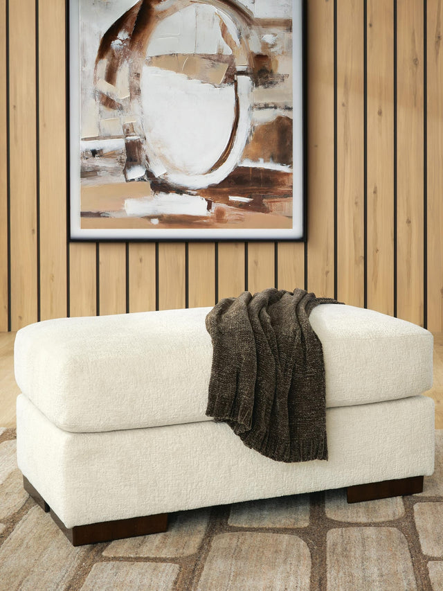 Jayne Park Sand Chenille Ottoman from Decor Furniture
