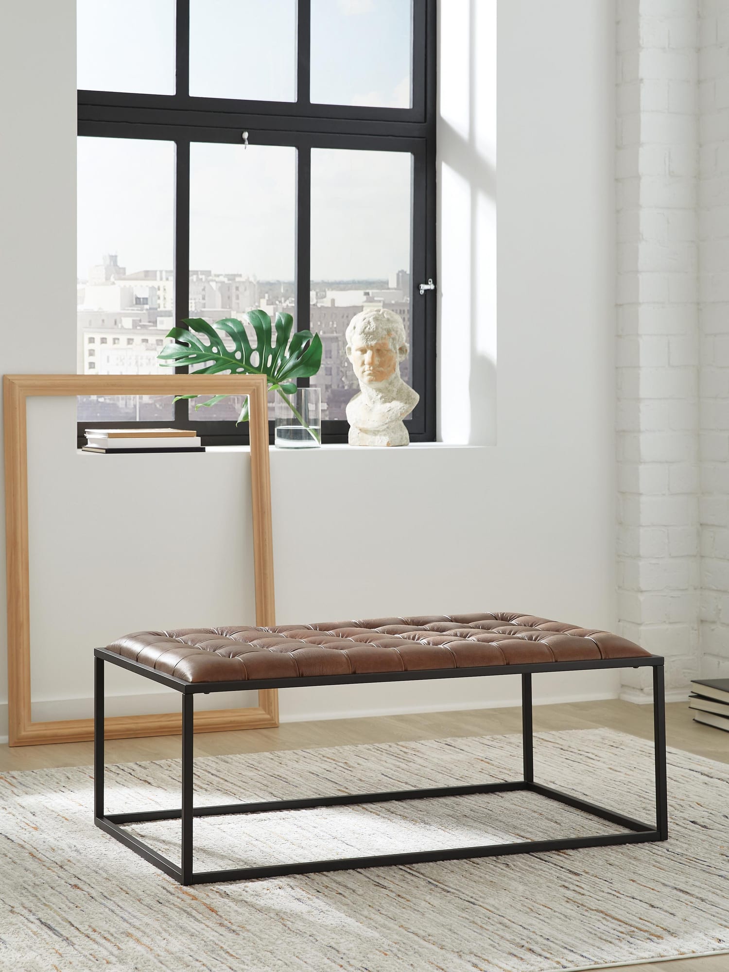 Junsor Brown/Black Coffee Table Ottoman from Decor Furniture