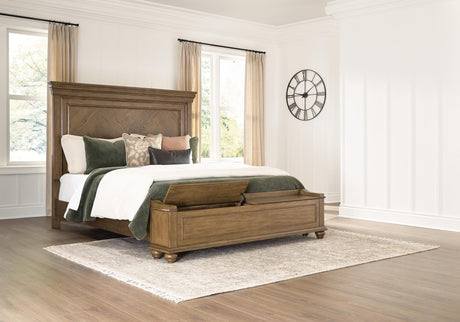 Karallin Medium Brown King Panel Storage Bed from Decor Furniture