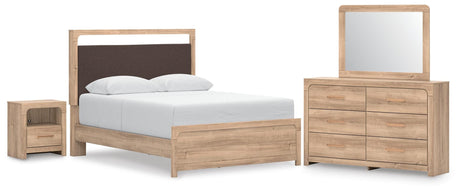 Kinlanni Tan Upholstered Platform Bedroom Set from Decor Furniture