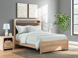 Kinlanni Tan Upholstered Platform Bedroom Set Queen 3: Bed, Dresser, Mirror from Decor Furniture