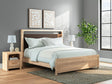 Kinlanni Tan Upholstered Platform Bedroom Set King 3: Bed, Dresser, Mirror from Decor Furniture