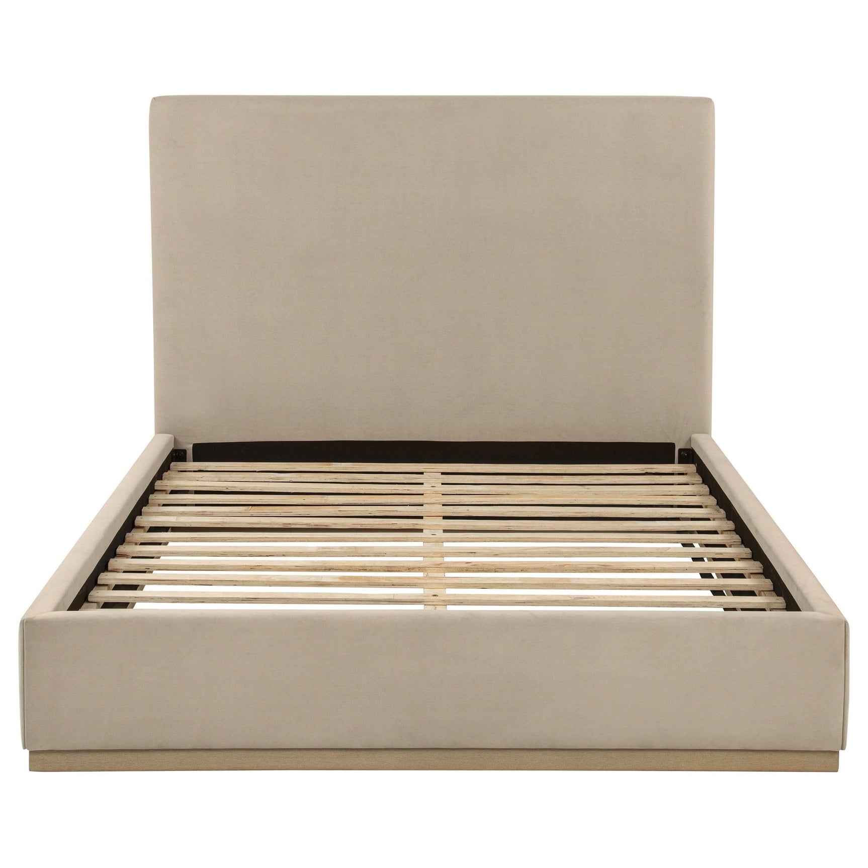 Knox Queen Fabric Upholstered Platform Bed Khaki view 3
