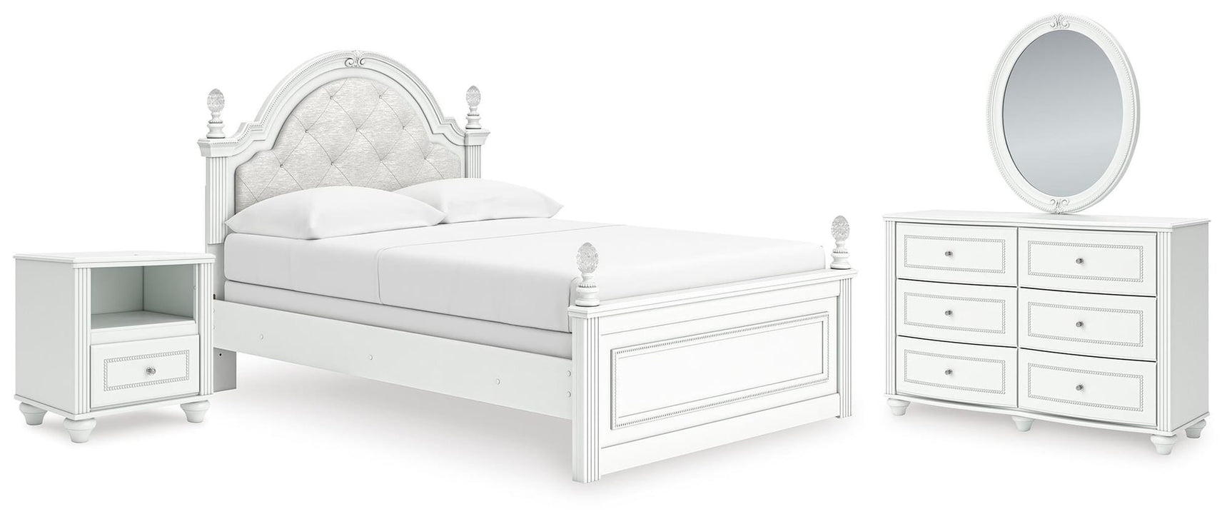 Kozlani White Upholstered Panel Bedroom Set from Decor Furniture