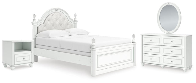 Kozlani White Upholstered Panel Bedroom Set from Decor Furniture