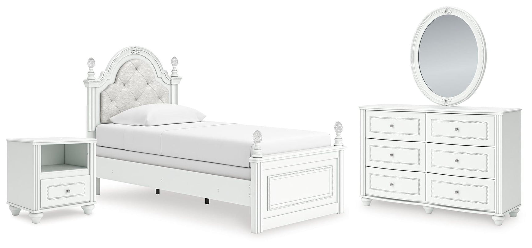 Kozlani White Upholstered Panel Bedroom Set view 2