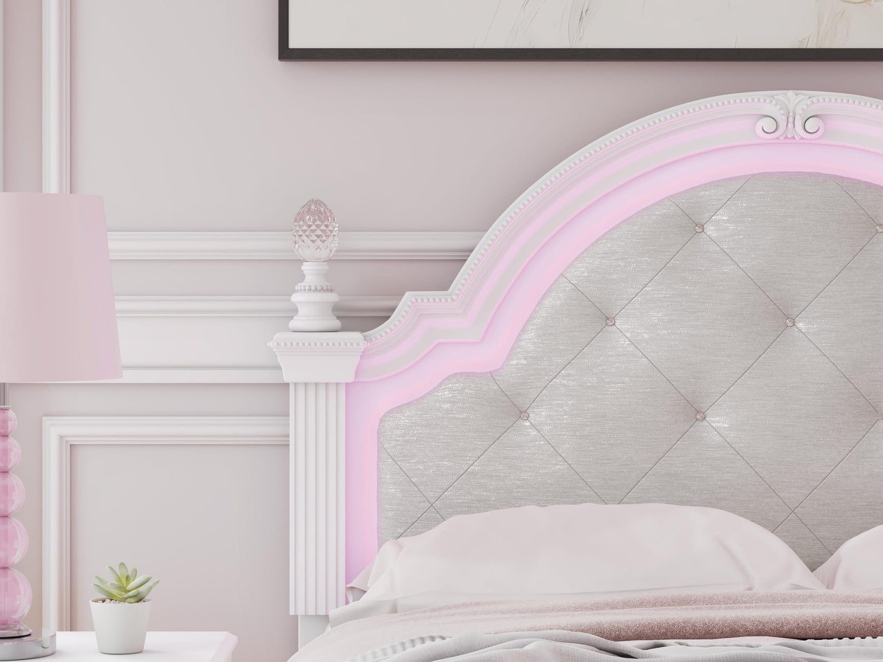 Kozlani White Upholstered Panel Bedroom Set detail view