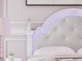 Kozlani White Upholstered Panel Bedroom Set Full 3: Bed, Dresser, Mirror from Decor Furniture