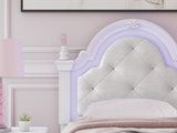 Kozlani White Upholstered Panel Bedroom Set Twin 3: Bed, Dresser, Mirror from Decor Furniture