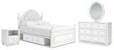 Kozlani White Upholstered Panel Storage Bedroom Set from Decor Furniture
