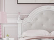 Kozlani White Upholstered Panel Storage Bedroom Set Full 3: Bed, Dresser, Mirror from Decor Furniture