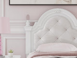Kozlani White Upholstered Panel Storage Bedroom Set Twin 3: Bed, Dresser, Mirror from Decor Furniture