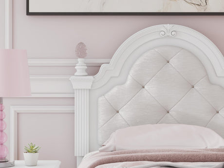 Kozlani White Upholstered Panel Storage Bedroom Set Twin 3: Bed, Dresser, Mirror from Decor Furniture