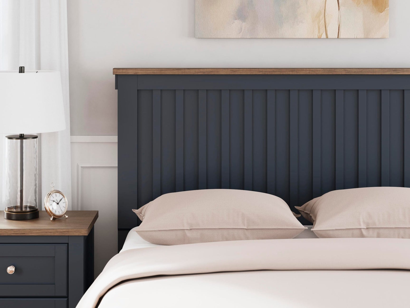 Landocken Brown/Blue Panel Bedroom Set Queen 4: Bed, Dresser, Mirror, Chest from Decor Furniture
