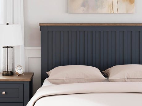 Landocken Brown/Blue Panel Bedroom Set Queen 4: Bed, Dresser, Mirror, Chest from Decor Furniture