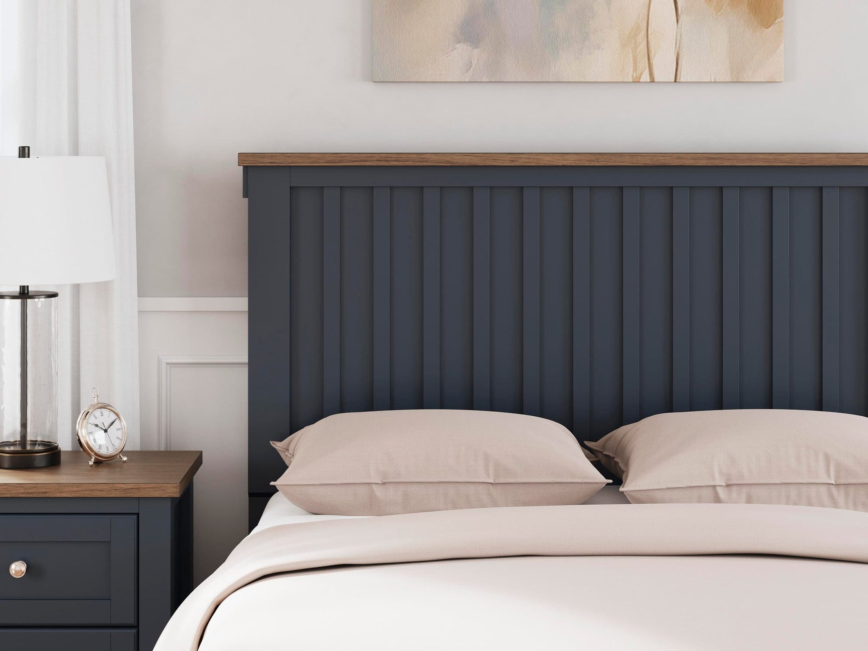 Landocken Brown/Blue Panel Bedroom Set Full 3: Bed, Dresser, Mirror from Decor Furniture