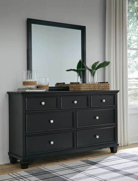 Lanolee Black Panel Bedroom Set Queen 4: Bed, Dresser, Mirror, Chest from Decor Furniture