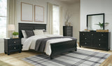 Lanolee Black Panel Bedroom Set Queen 5: Bed, Dresser, Mirror, Chest, NightStand from Decor Furniture