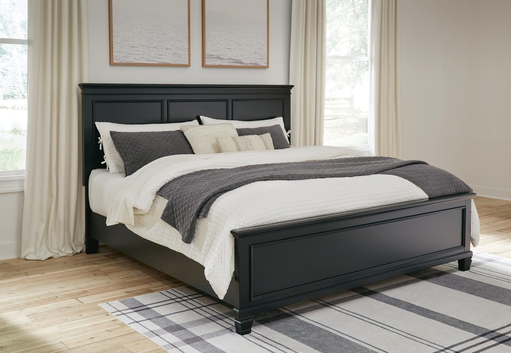 Lanolee Black Panel Bedroom Set King 3: Bed, Dresser, Mirror from Decor Furniture