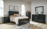 Lanolee Black Panel Bedroom Set Full 5: Bed, Dresser, Mirror, Chest, NightStand from Decor Furniture