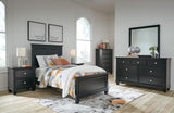 Lanolee Black Panel Bedroom Set Twin 5: Bed, Dresser, Mirror, Chest, NightStand from Decor Furniture