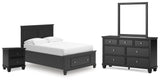 Lanolee Black Panel Storage Bedroom Set view 4