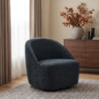 Leon Chenille Upholstered Swivel Accent Chair Black view 2