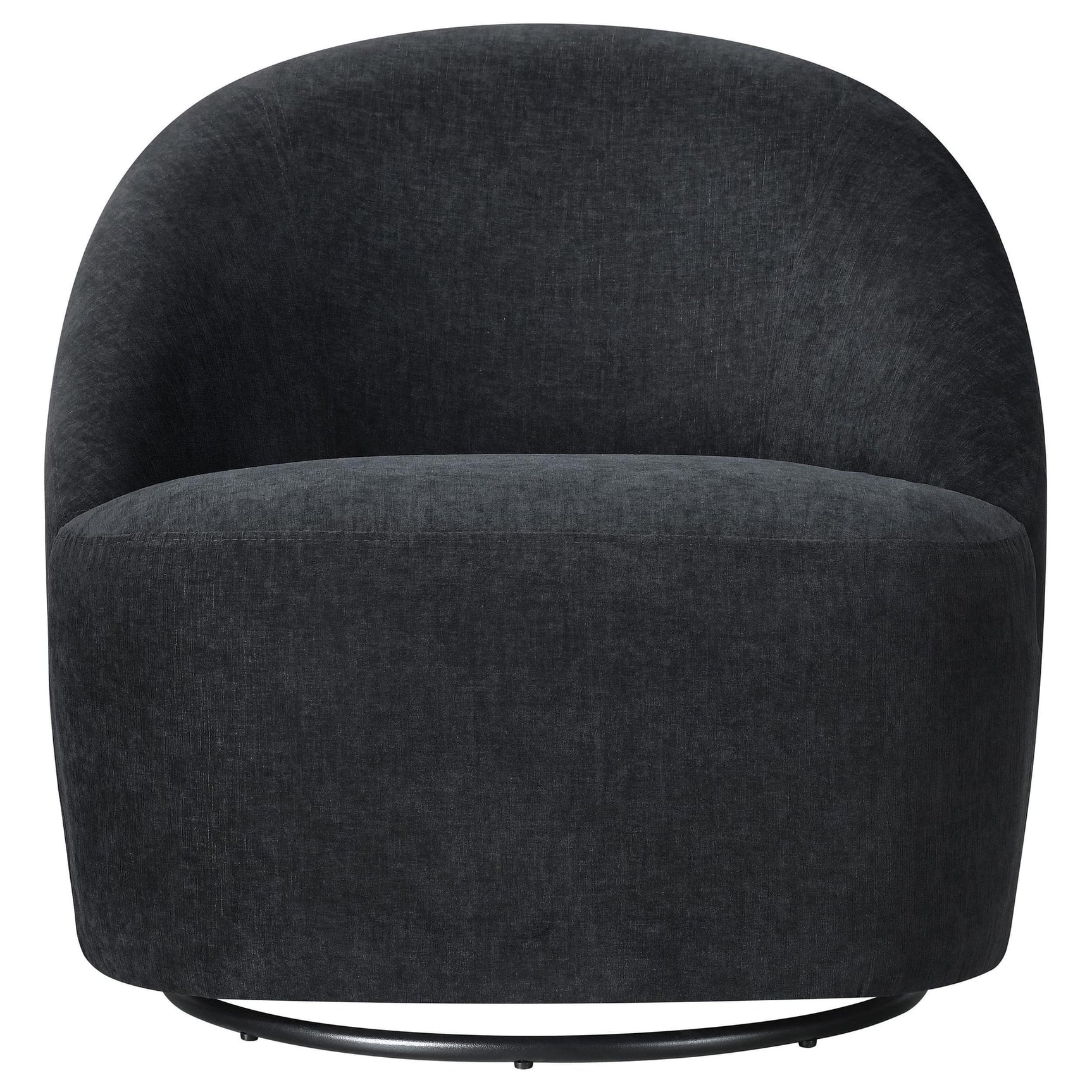 Leon Chenille Upholstered Swivel Accent Chair Black view 3