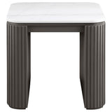 Lior 2-Piece Rectangular Marble Top Coffee and End Table Set Charcoal view 3