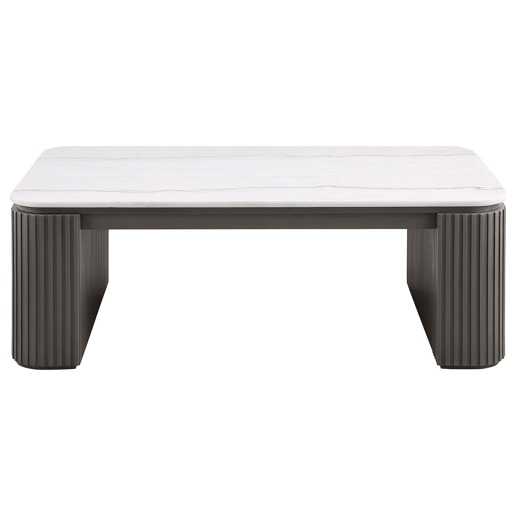 Lior 2-Piece Rectangular Marble Top Coffee and End Table Set Charcoal view 7