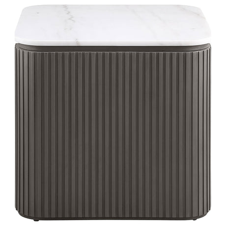 Lior 2-Piece Square Marble Top Coffee and End Table Set Charcoal view 4