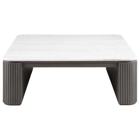 Lior 2-Piece Square Marble Top Coffee and End Table Set Charcoal view 7
