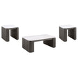 Lior 3-Piece Rectangular Marble Top Coffee and End Table Set Charcoal from Decor Furniture