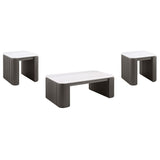 Lior 3-Piece Rectangular Marble Top Coffee and End Table Set Charcoal from Decor Furniture