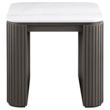 Lior 3-Piece Rectangular Marble Top Coffee and End Table Set Charcoal view 3
