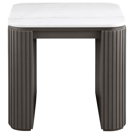 Lior 3-Piece Rectangular Marble Top Coffee and End Table Set Charcoal view 3
