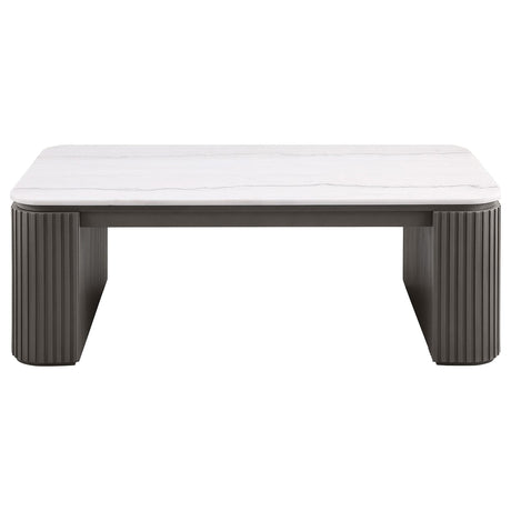 Lior 3-Piece Rectangular Marble Top Coffee and End Table Set Charcoal view 7