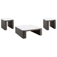 Lior 3-Piece Square Marble Top Coffee and End Table Set Charcoal from Decor Furniture
