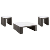 Lior 3-Piece Square Marble Top Coffee and End Table Set Charcoal from Decor Furniture