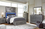 Lodanna Gray Panel Bedroom Set Queen 4: Bed, Dresser, Mirror, Chest from Decor Furniture