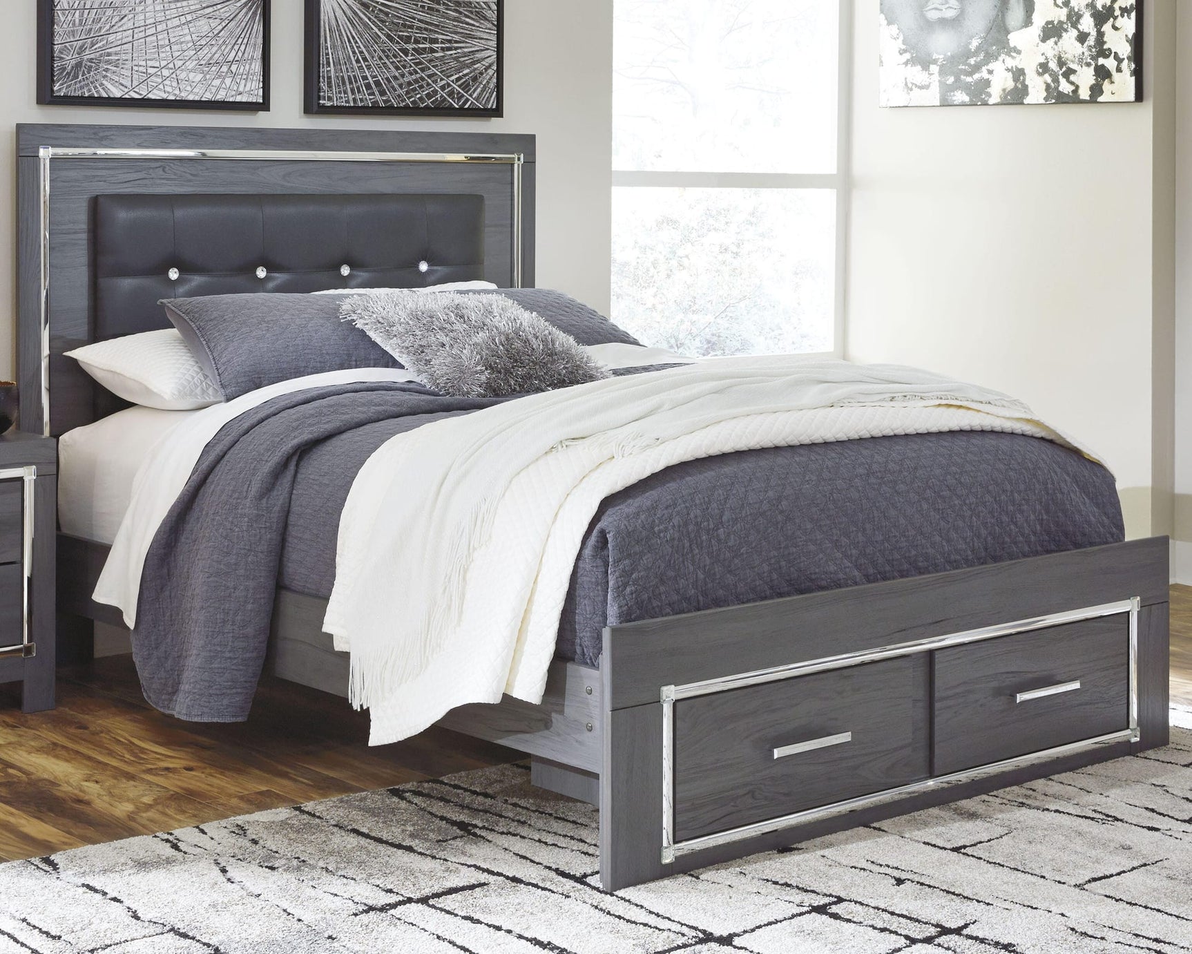 Lodanna Gray Panel Bedroom Set Queen 4: Bed, Dresser, Mirror, NightStand from Decor Furniture