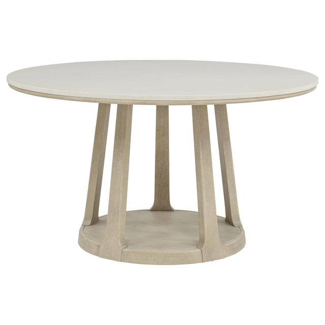 Lucaire 54-inch Round Cultured Marble Dining Table Sandstone from Decor Furniture