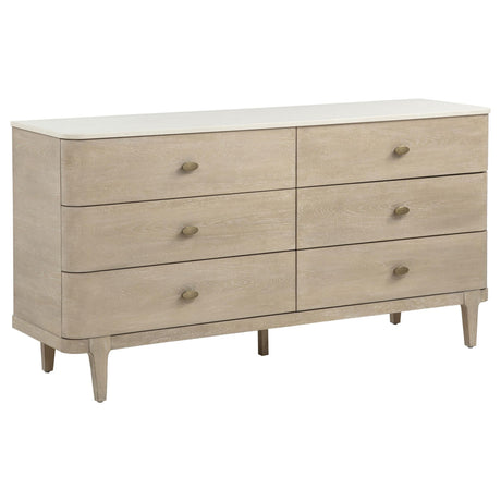 Lucaire 6-drawer Dresser Cabinet Sandstone from Decor Furniture