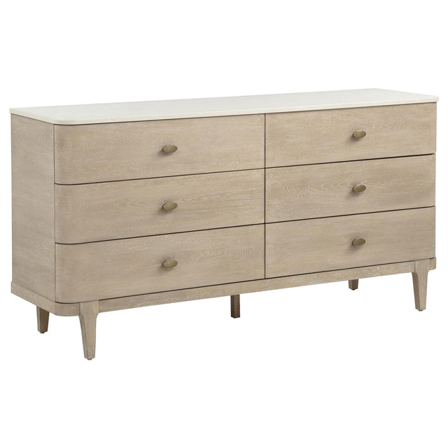 Lucaire 6-drawer Dresser Cabinet Sandstone from Decor Furniture
